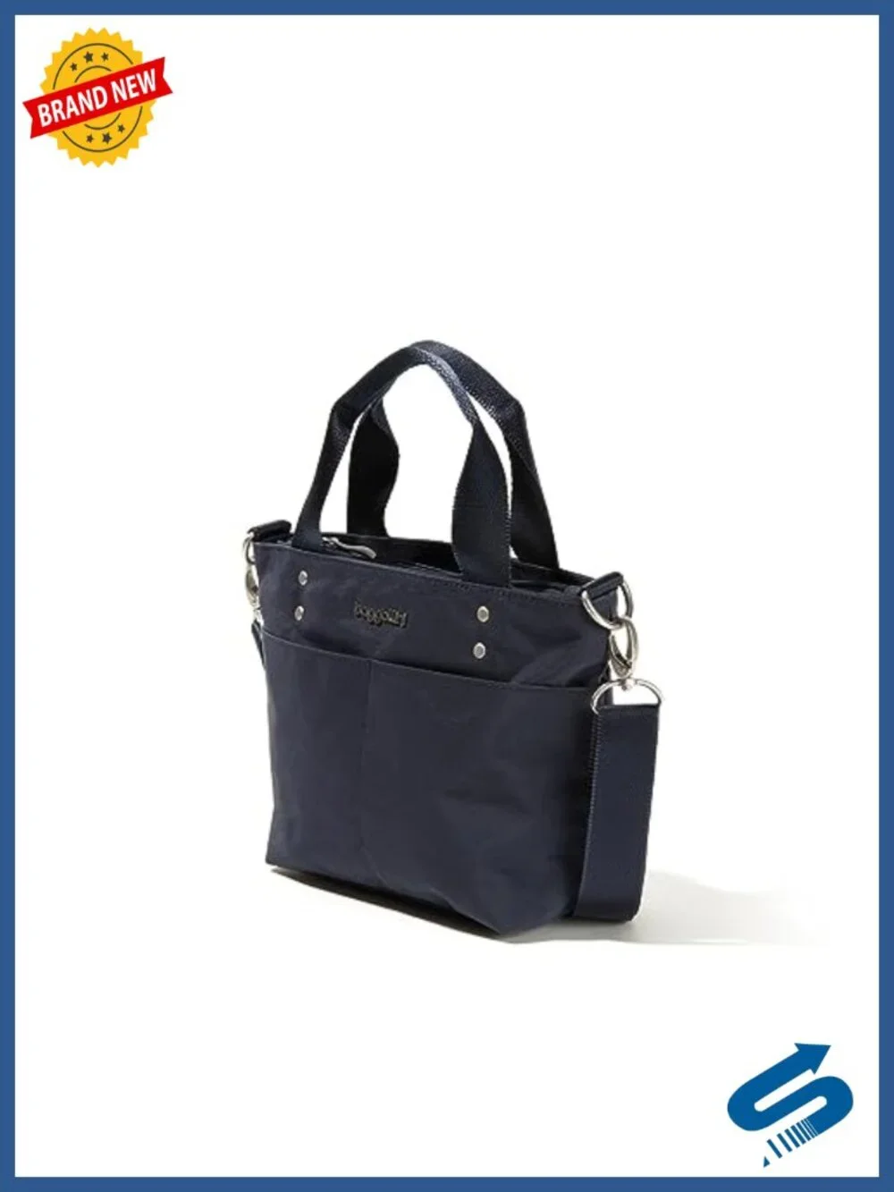 Mini Carryall Tote - Lightweight Nylon, Crossbody Strap, Zip Closure